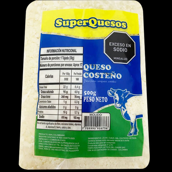 Queso costeño Molido 500 gr superquesos